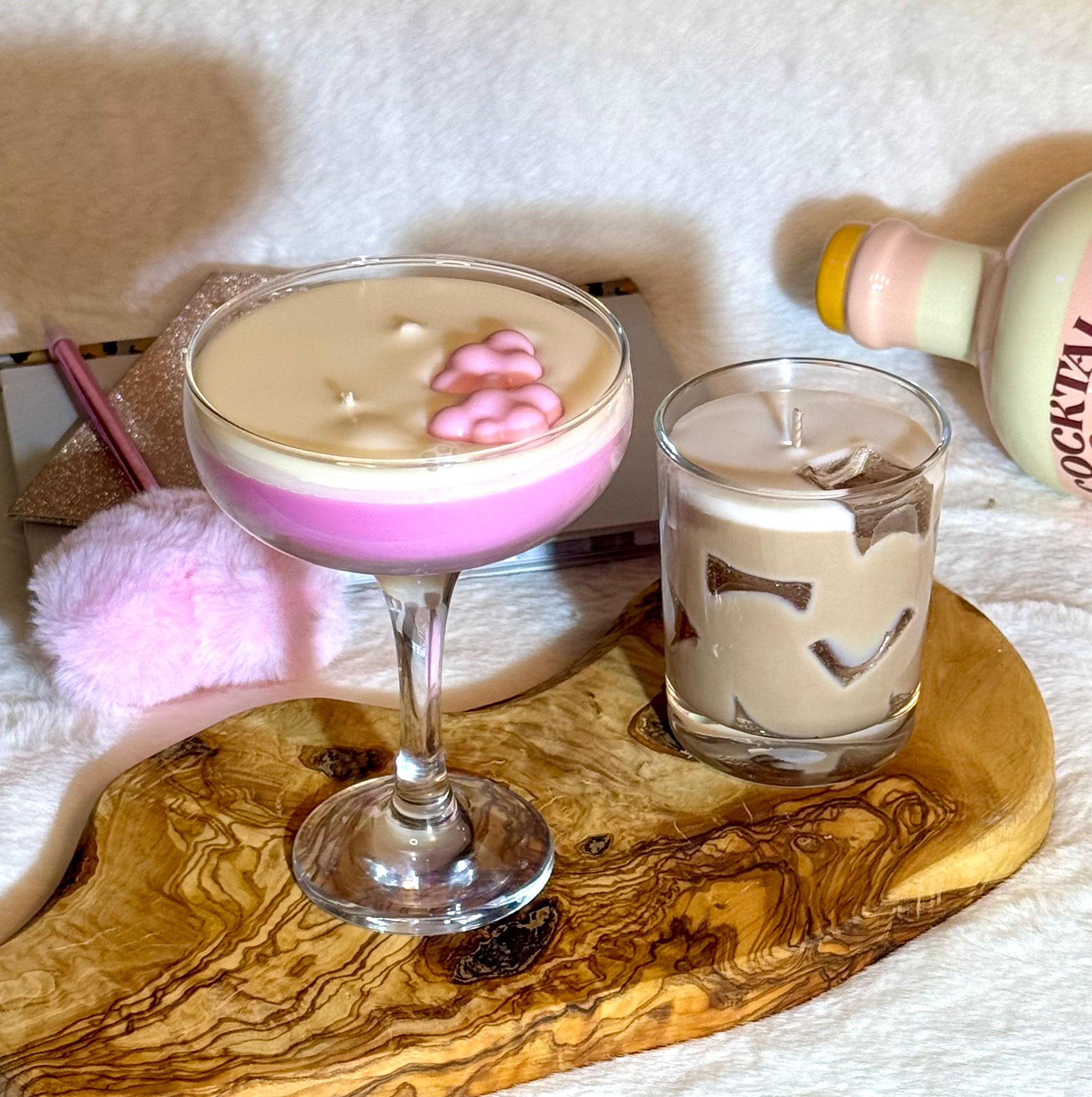 Kissmopolitan et freshly ghosted, bougies boisson, bougies cocktail de Studio Cece